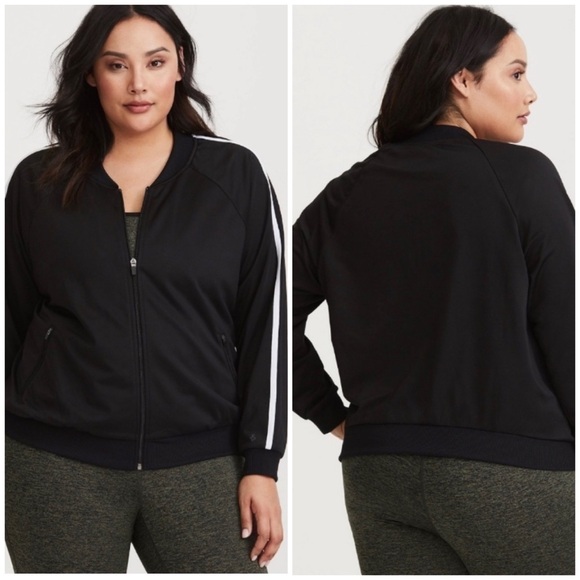 TORRID Active Black And White Hooded Track Jacket - Picture 1 of 13